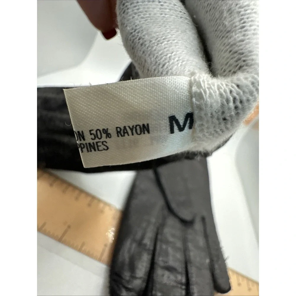 Vintage‎ Genuine Leather Woman's Black Gloves - M